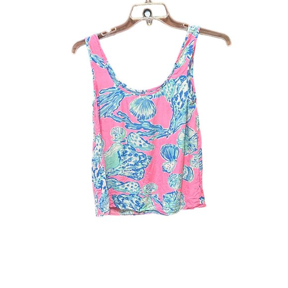 Lilly Pulitzer Silk Cosmos Shells Tank Bare-Foot Princess Pink Pout Size XS - Picture 2 of 4